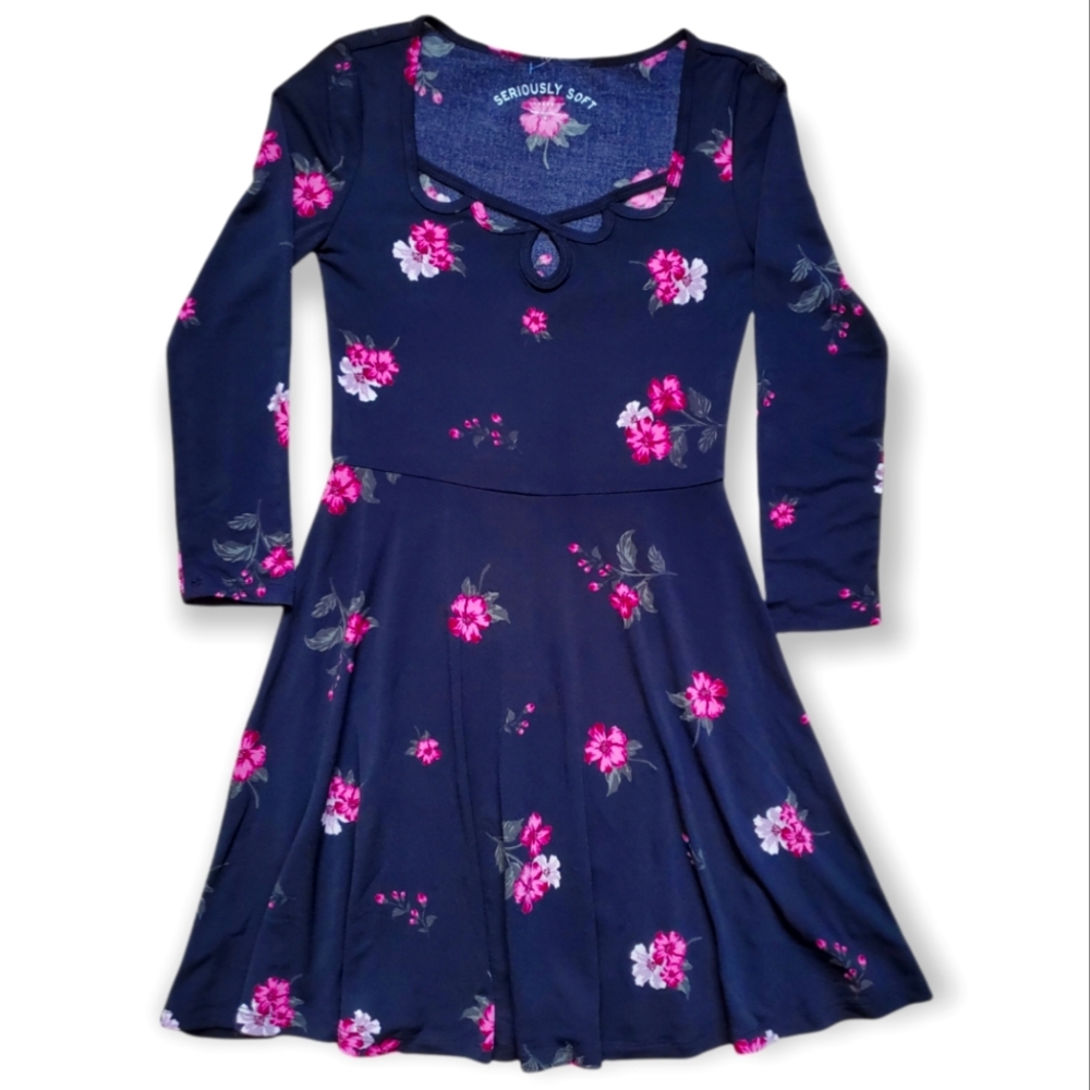Aeropostale Junior's Black Floral Dress Size S